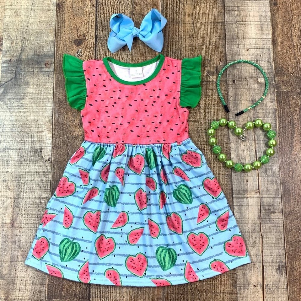 Girls Boutique watermelon dress set size 12/18   (NEW)